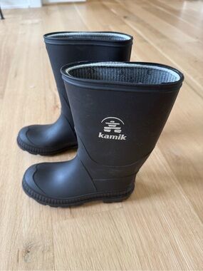 Kamik Kids Matte Black Waterproof Rain Boots